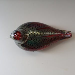 Large Vintage 1980s Finnish Glass Pheasant Bird. Nuutajarvi Sticker. Oiva Toikka Design