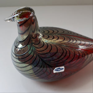 Large Vintage 1980s Finnish Glass Pheasant Bird. Nuutajarvi Sticker. Oiva Toikka Design