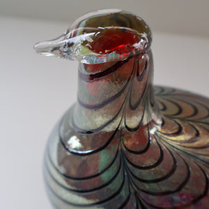 Large Vintage 1980s Finnish Glass Pheasant Bird. Nuutajarvi Sticker. Oiva Toikka Design