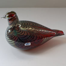 Load image into Gallery viewer, Large Vintage 1980s Finnish Glass Pheasant Bird. Nuutajarvi Sticker. Oiva Toikka Design
