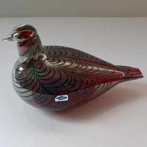 Large Vintage 1980s Finnish Glass Pheasant Bird. Nuutajarvi Sticker. Oiva Toikka Design