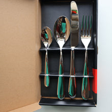 Load image into Gallery viewer, SIX BOXED SETS of ALESSI Nuovo Milano Cutlery. 4 Pieces (Knife, Fork, Spoon and Teaspoon) (24 Pieces)
