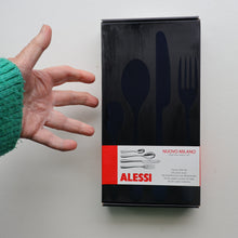 Load image into Gallery viewer, SIX BOXED SETS of ALESSI Nuovo Milano Cutlery. 4 Pieces (Knife, Fork, Spoon and Teaspoon) (24 Pieces)
