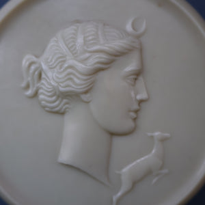 Vintage 1930s ART DECO Celluloid Lidded Power Pot with Image of the Moon Goddess, Diana