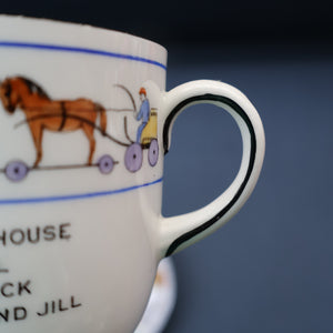 Antique 1920s Nursery Cup and Saucer. Attractive "Noah's Ark" Pattern by New Chelsea