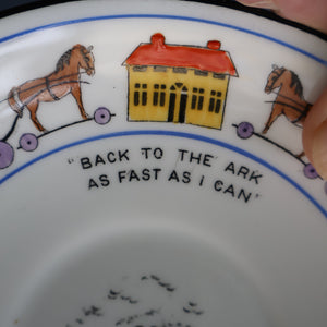 Antique 1920s Nursery Cup and Saucer. Attractive "Noah's Ark" Pattern by New Chelsea