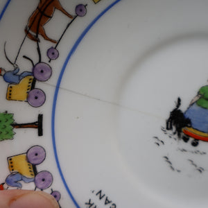 Antique 1920s Nursery Cup and Saucer. Attractive "Noah's Ark" Pattern by New Chelsea