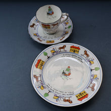 Load image into Gallery viewer, Antique 1920s Nursery Trio. Attractive &quot;Noah&#39;s Ark&quot; Pattern by New Chelsea. Cup, Saucer and Side Plate
