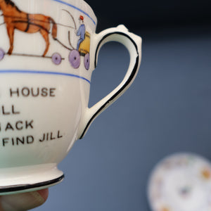 Antique 1920s Nursery Trio. Attractive "Noah's Ark" Pattern by New Chelsea. Cup, Saucer and Side Plate
