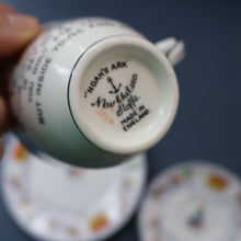 Load image into Gallery viewer, Antique 1920s Nursery Trio. Attractive &quot;Noah&#39;s Ark&quot; Pattern by New Chelsea. Cup, Saucer and Side Plate

