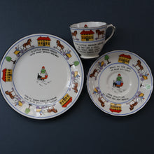 Load image into Gallery viewer, Antique 1920s Nursery Trio. Attractive &quot;Noah&#39;s Ark&quot; Pattern by New Chelsea. Cup, Saucer and Side Plate
