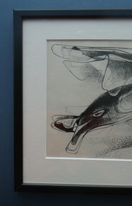 1940s German Lithograph by Curt Lahs (1893- 1958). "Flying Bird". Pencil Signed