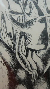 ORIGINAL 1940s German Lithograph by Mac (Max) Zimmermann (1912 - 1995). "Zwei Figuren" Pencil Signed