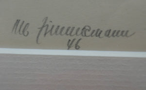 ORIGINAL 1940s German Lithograph by Mac (Max) Zimmermann (1912 - 1995). "Zwei Figuren" Pencil Signed