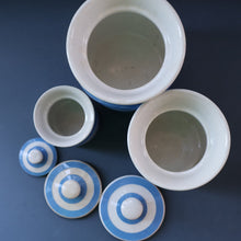 Load image into Gallery viewer, THREE Vintage TG Green CORNISHWARE Lidded Storage Jars. No Lettering
