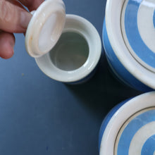 Load image into Gallery viewer, THREE Vintage TG Green CORNISHWARE Lidded Storage Jars. No Lettering
