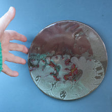 Load image into Gallery viewer, STUDIO POTTERY. Heavy Duty Trivet or Teapot Stand with Abstract Floral Motifs. Crich Pottery (Diana Worthy). 8 inch diameter
