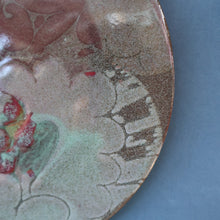 Load image into Gallery viewer, STUDIO POTTERY. Heavy Duty Trivet or Teapot Stand with Abstract Floral Motifs. Crich Pottery (Diana Worthy). 8 inch diameter
