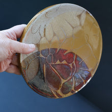 Load image into Gallery viewer, STUDIO POTTERY. Heavy Duty Trivet or Teapot Stand with Abstract Floral Motifs. Crich Pottery (Diana Worthy).  8 inches diameter
