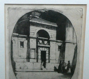 1899 D.Y. Cameron Pencil Signed Etching of Newgate (from the London Set)
