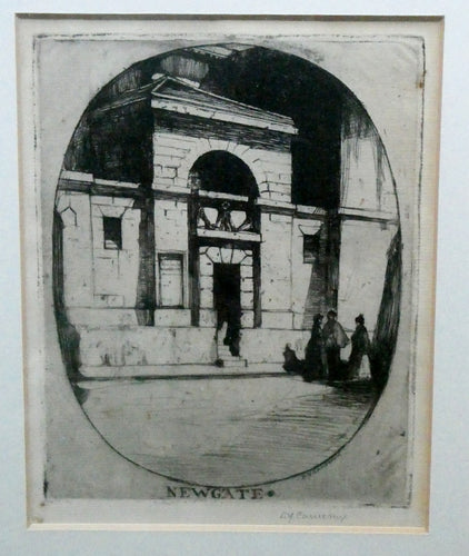 1899 D.Y. Cameron Pencil Signed Etching of Newgate (from the London Set)