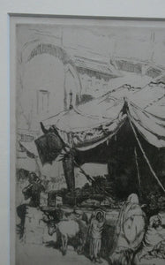 SCOTTISH ART. Ernest Stephen Lumsden. Etching entitled: The Fruit Shop, Jodhpur 1914