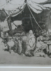 SCOTTISH ART. Ernest Stephen Lumsden. Etching entitled: The Fruit Shop, Jodhpur 1914