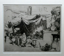 Load image into Gallery viewer, SCOTTISH ART. Ernest Stephen Lumsden. Etching entitled: The Fruit Shop, Jodhpur 1914
