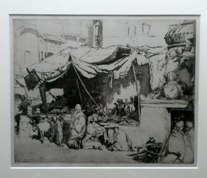 SCOTTISH ART. Ernest Stephen Lumsden. Etching entitled: The Fruit Shop, Jodhpur 1914