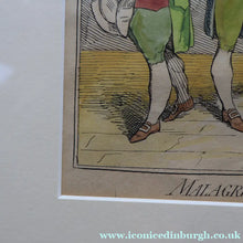 Load image into Gallery viewer, GEORGIAN PRINT. JAMES GILLRAY. Satirical Print. Malagrida &amp; Conspirators, Consulting The Ghost of Oliver Cromwell. Hand Coloured Etching, 1782. FRAMED

