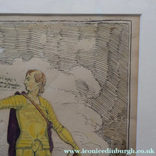 Load image into Gallery viewer, GEORGIAN PRINT. JAMES GILLRAY. Satirical Print. Malagrida &amp; Conspirators, Consulting The Ghost of Oliver Cromwell. Hand Coloured Etching, 1782. FRAMED
