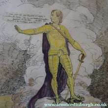 Load image into Gallery viewer, GEORGIAN PRINT. JAMES GILLRAY. Satirical Print. Malagrida &amp; Conspirators, Consulting The Ghost of Oliver Cromwell. Hand Coloured Etching, 1782. FRAMED
