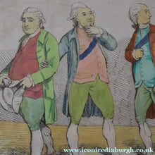 Load image into Gallery viewer, GEORGIAN PRINT. JAMES GILLRAY. Satirical Print. Malagrida &amp; Conspirators, Consulting The Ghost of Oliver Cromwell. Hand Coloured Etching, 1782. FRAMED
