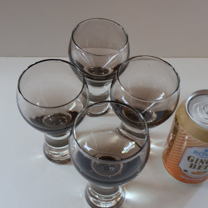 FOUR Caithness CANISBAY LARGE Peat Coloured Wine Glasses. Space Age Shape. 5 1/4 inches in height