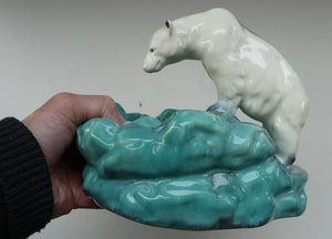 1930s Art Deco Ditmar Urbach Czech Ceramic Polar Bear Bowl
