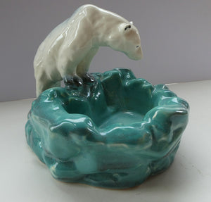 1930s Art Deco Ditmar Urbach Czech Ceramic Polar Bear Bowl