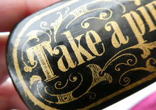Load image into Gallery viewer, ANTIQUE Snuff Box. Georgian Papier Mache Box with Take a Pinch Mott
