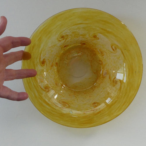  Fabulous 1930s Antique Scottish Monart Shallow Bowl with Rim. 8 1/2 inches