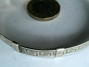 Vintage 1970s Hallmarked Silver Bracelet / Bangle with Greek Key Patter. Expanding Fitting