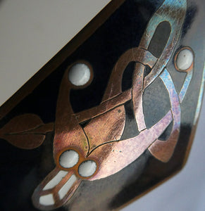 CELTIC Style Copper and Enamel BROOCH. Designed by John Leman, Scotland