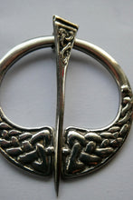 Load image into Gallery viewer, Vintage Scottish Silver Penannualr Brooch Celtic Knotwork Design
