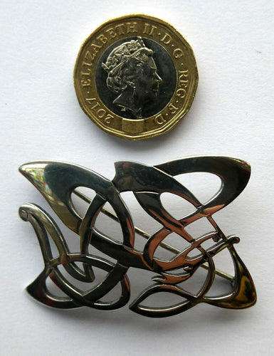 SCOTTISH SILVER BROOCH. Amorphic Shape in the Form of a Dragon by Declan Killen 1980s