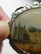 Load image into Gallery viewer, Victorian Silver Brooch with Miniature Painting of Holyrood Palace in Edinburgh
