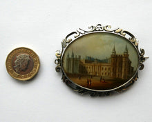 Load image into Gallery viewer, Victorian Silver Brooch with Miniature Painting of Holyrood Palace in Edinburgh
