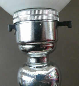  EDWARDIAN Ruby Red Glass Lamp with White Glass Shade with Wavy Rim 