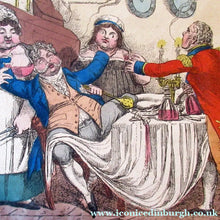 Load image into Gallery viewer, Georgian Satirical Print Regent George Iv Drinking and Womanising Beauties of Grease Cruikshank 
