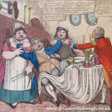 Load image into Gallery viewer, Georgian Satirical Print Regent George Iv Drinking and Womanising Beauties of Grease Cruikshank 
