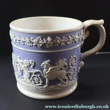 Load image into Gallery viewer, 1820s Large Ridgway Griffin / Roman Mask Head Mug. Lilac Ground with White Sprigware Decoration (Copy) - British
