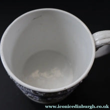 Load image into Gallery viewer, 1820s Large Ridgway Griffin / Roman Mask Head Mug. Lilac Ground with White Sprigware Decoration - British Ceramics
