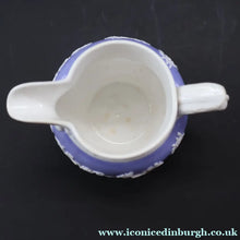 Load image into Gallery viewer, 1820s Rare Small Ridgway Griffin / Roman Mask Head Jug. Lilac Ground with White Sprigware Decoration - British Ceramics
